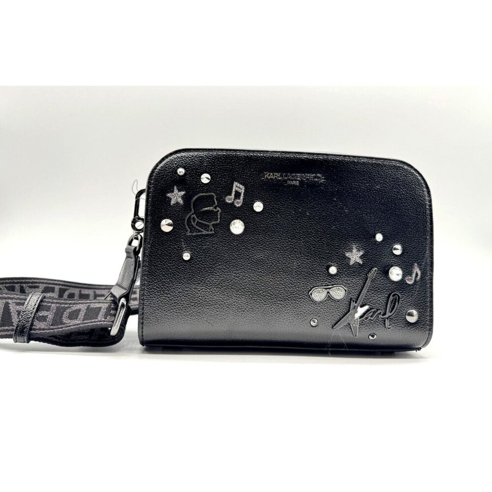 KARL LAGERFELD Paris Maybelle women's small zip around crossbody bag - BLACK